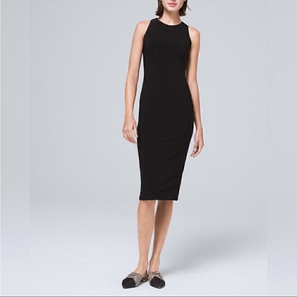 White House Black Market halter midi dress with cross tie back size Sm